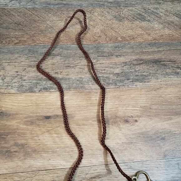 Vintage Brown Sheen Braided Satin Textured Kiss Lock Crossbody Clutch Handbag - Picture 7 of 12
